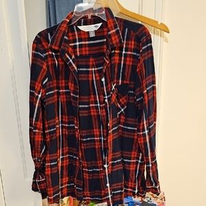 Womens Plaid Shirt - Red and Blue